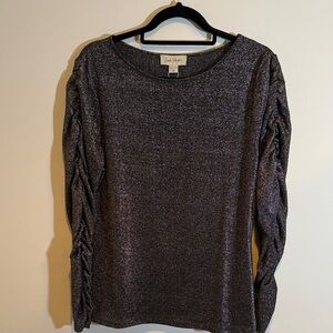 Charlie Paige Shimmering Charcoal Long Sleeve Top